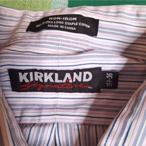 Kirkland Signature 16 1/2-36 Men's Dress ShirtNon-Iron100%Cotton Lslvs Button Up - Picture 8 of 10